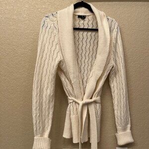 A.N.A cream cardigan tie front belt wide collar